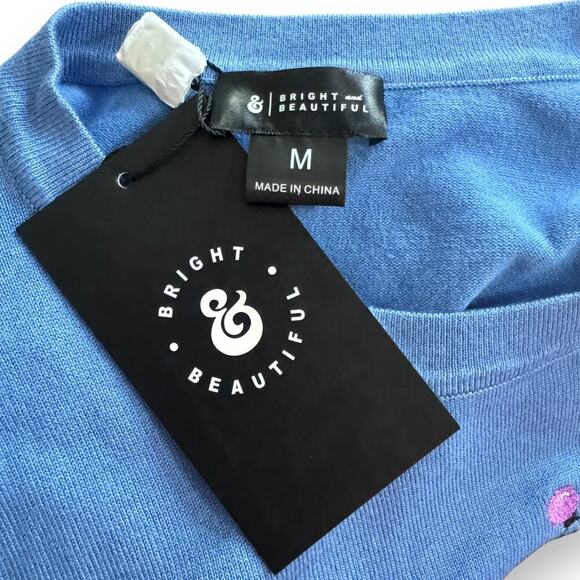 ModCloth Bright & Beautiful Sydney Dachshund Embroidered Knitted Top Blue M NWT - Picture 8 of 9